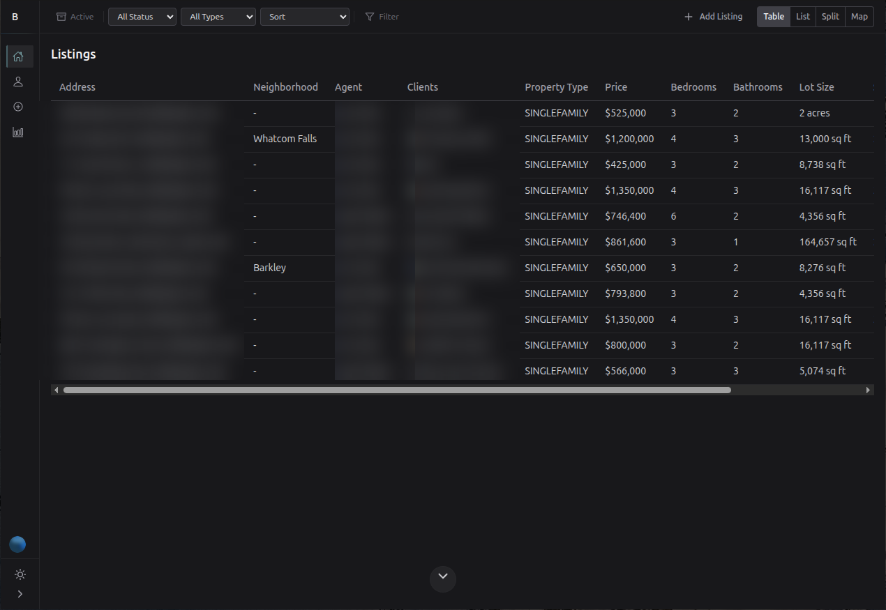 Listing table view with structured data
